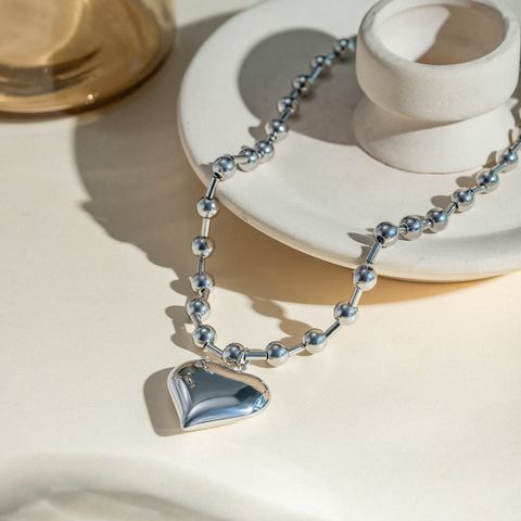 304 Stainless Steel IG Style Sweet Heart Shape Pendant Necklace