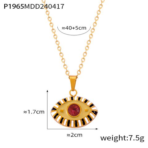 304 Stainless Steel Simple Style Plating Devil's Eye Zircon Pendant Necklace