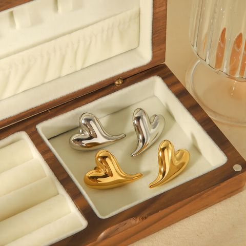 1 Pair IG Style Simple Style Heart Shape Polishing 304 Stainless Steel Ear Studs