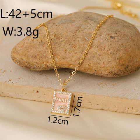 Wholesale IG Style Original Design Classic Style Letter Copper Enamel Inlay 18K Gold Plated Zircon Pendant Necklace