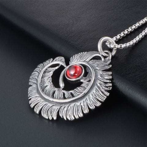 Retro Punk Feather 304 Stainless Steel Polishing Easter Thanksgiving Men's Pendant Necklace