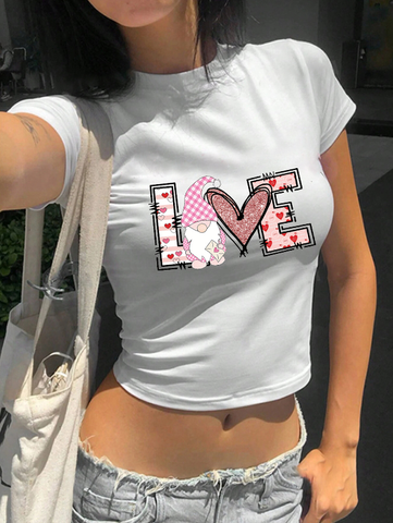 Mujeres Playeras Manga Corta Camisetas Impresión Y2K Letra