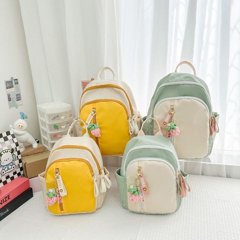 Large Small Color Block Casual School School Backpack Kids Backpack