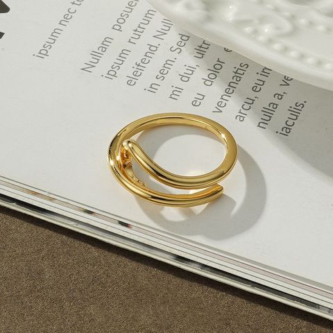 Simple Style Cool Style Semicircle Round Square Gold Plated Silver Plated Zircon Metal Copper Wholesale Open Rings