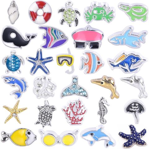 20 PCS/Package 13*6mm Diameter 8mm Alloy Zircon Animal Polished Italian Charms