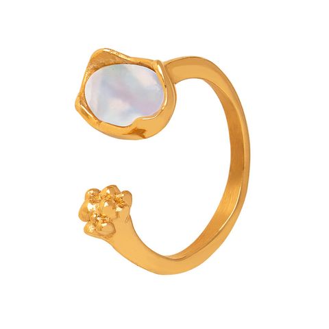 304 Stainless Steel 18K Gold Plated Casual Simple Style Geometric Zircon Open Rings