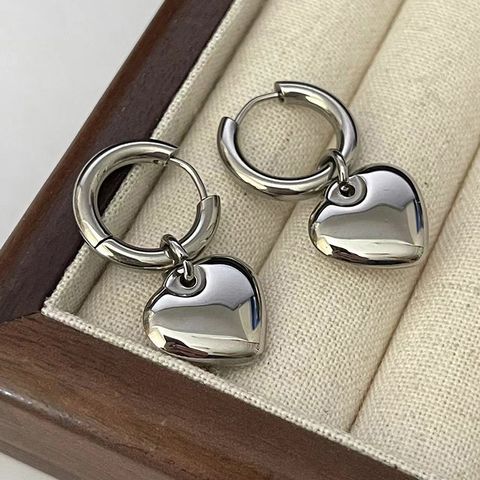 1 Pair Casual Simple Style Heart Shape Plating Titanium Steel 18K Gold Plated Drop Earrings