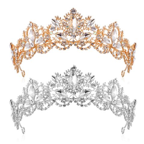 Women's IG Style Shiny Crown Alloy Hollow Out Inlay Crystal Crown
