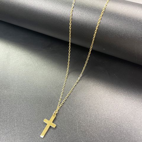 304 Stainless Steel Casual Simple Style Cross Double Layer Necklaces Pendant Necklace