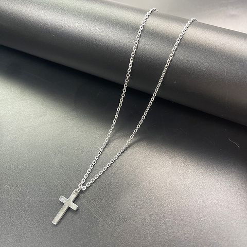 304 Stainless Steel Casual Simple Style Cross Double Layer Necklaces Pendant Necklace