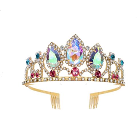 Women's IG Style Water Droplets Heart Shape Alloy Plating Hollow Out Inlay Crystal Rhinestones Crown
