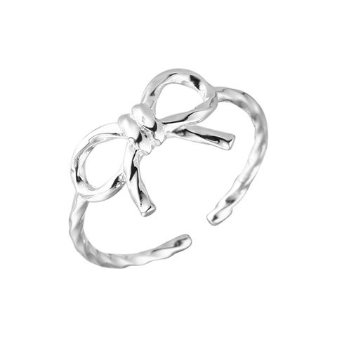 Sterling Silver Sweet Simple Style Plating Bow Knot Open Rings