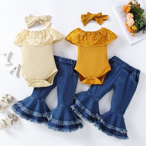 Casual Solid Color Polyester Girls Clothing Sets