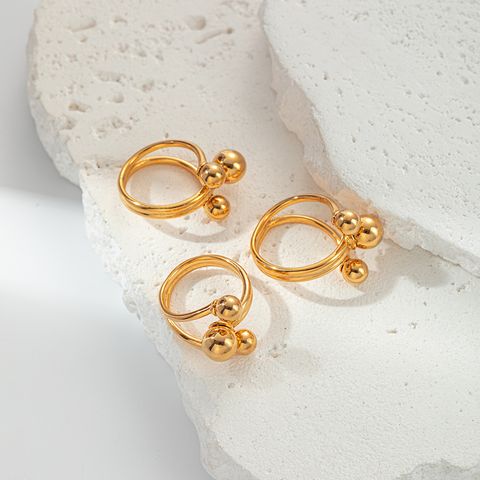 304 Stainless Steel 14K Gold Plated Nordic Style Classic Style Shiny Asymmetrical Layered Round Rings