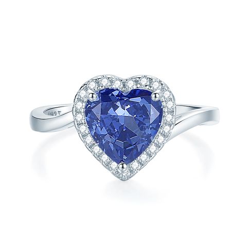 Sterling Silver Glam Luxurious Shiny Shiny Metallic Plating Heart Shape Zircon Rings