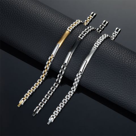 Casual Business Geometric 304 Stainless Steel Polishing Plating 18K Gold Plated Men's Bracelets