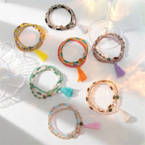 IG Style Ethnic Style Commute Geometric Round Artificial Crystal Cotton Stone Wholesale Bracelets