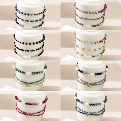 Wholesale Jewelry Casual Simple Style Commute Round CCB Artificial Crystal Beaded Bracelets