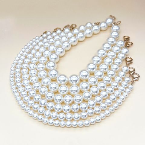 Artificial Pearl Metal Solid Color Bag Chain
