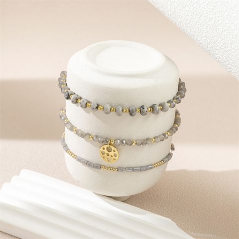 Wholesale Jewelry Casual Retro Simple Style Round Artificial Crystal Stone Beaded Bracelets