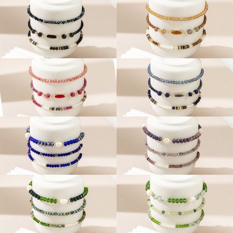 Wholesale Jewelry Casual Vintage Style Ethnic Style Round Artificial Crystal Plastic Beaded Bracelets