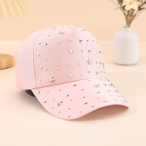 Women's Exaggerated Simple Style Star Rhinestone Curved Eaves Baseball Cap