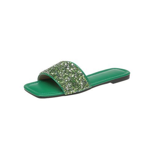 Women's Casual Commute Solid Color Sequins Square Toe Slides Slippers