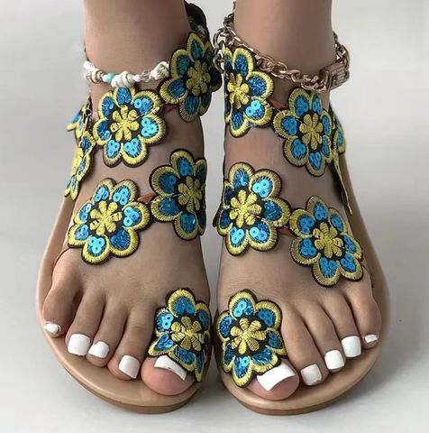 Women's Vacation Ethnic Style Floral Round Toe Casual Sandals