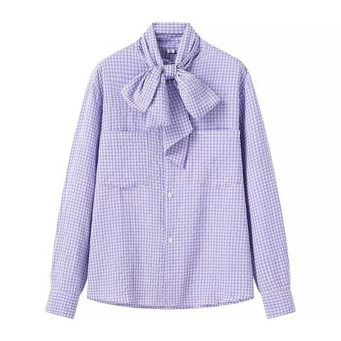 Women's Blouse Long Sleeve Blouses Elegant Plaid Bow Knot