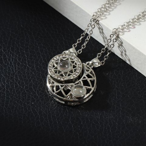 Simple Style Classic Style Star Pu Leather Alloy Inlay Rhinestones Couple Pendant Necklace