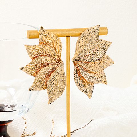 1 Pair Simple Style Leaf Plating Alloy Ear Studs