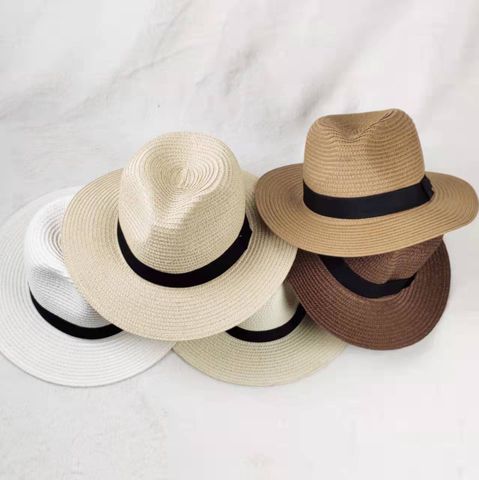 Summer Korean Style Sun Hat Men's And Women's Travel Vacation Sun Hat Wide Brim Top Hat Denim British Beach Hat Straw Hat