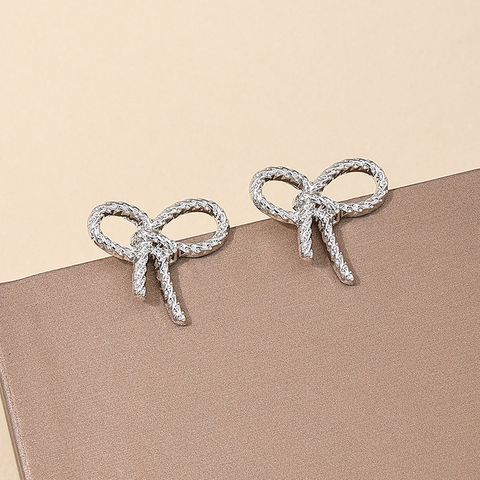 1 Pair Elegant Bow Knot Plating Alloy Ear Studs