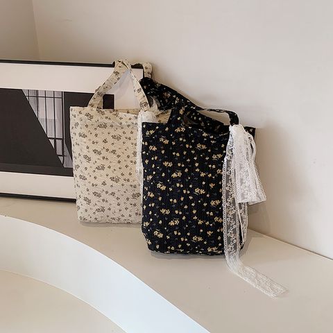 Women's Medium Cloth Ditsy Floral Basic Classic Style Zipper Canvas Bag