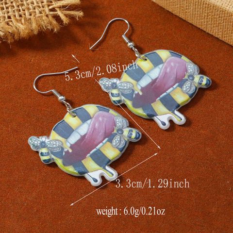 1 Pair Funny Color Block Painted Arylic Drop Earrings