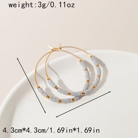 1 Pair Modern Style Sweet Pastoral Round Beaded Three-dimensional 304 Stainless Steel Soft Clay 14K Gold Plated Earrings