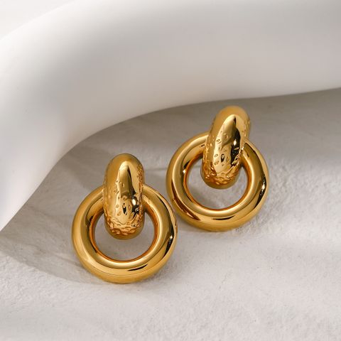 1 Pair Simple Style Commute Circle 316 Stainless Steel  18K Gold Plated Drop Earrings
