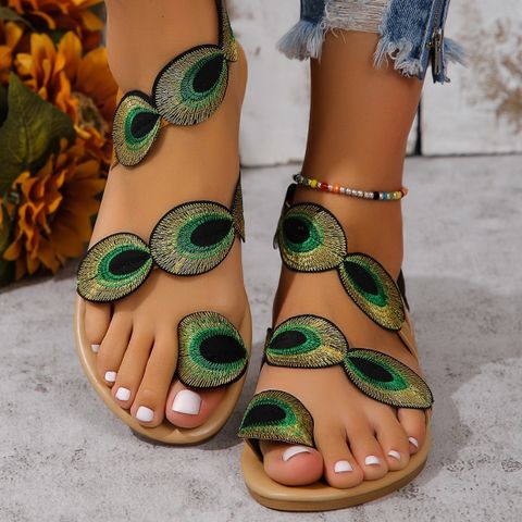 Women's Casual Vacation Color Block Round Toe Beach Sandals