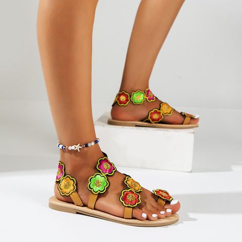 Women's Vacation Ethnic Style Floral Round Toe Beach Sandals