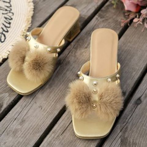 Women's Streetwear Commute Solid Color Square Toe High Heel Slippers