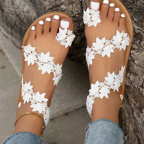 Women's Ethnic Style Solid Color Round Toe Beach Sandals