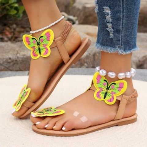 Women's Casual Vacation Solid Color Round Toe Ankle Strap Sandals