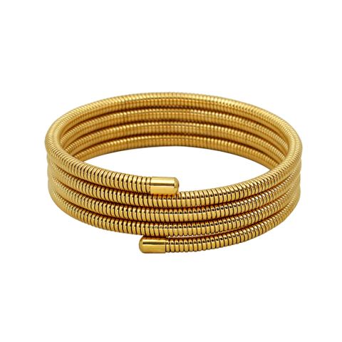 304 Stainless Steel 18K Gold Plated Simple Style Plating Round Bangle