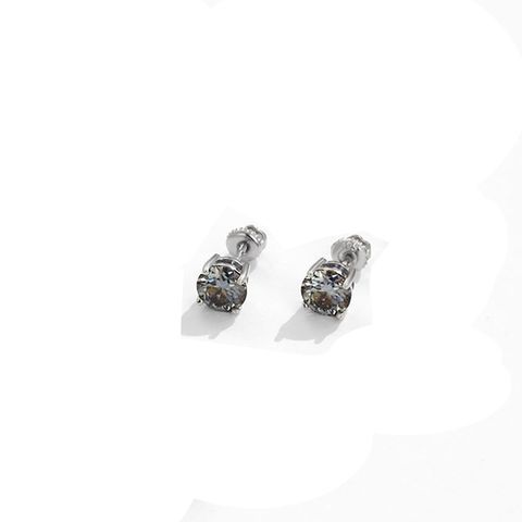 Sterling Silver Simple Style Shiny GRA Certificate Inlay Geometric Moissanite Ear Studs