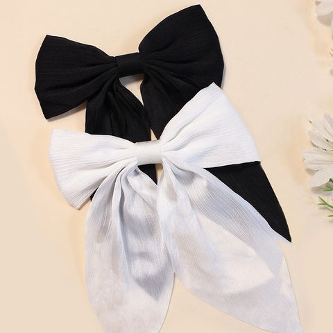 Girl'S Sweet Korean Style Bow Knot Cloth Polyester Rib Hair Clip