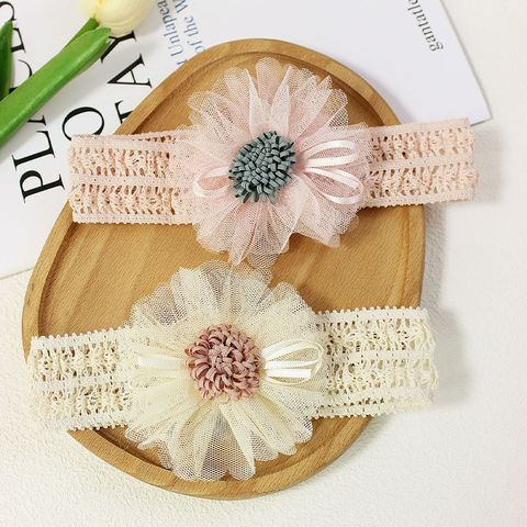Women's Cute Sweet Korean Style Flower Cloth Polyester Lace Hair Band