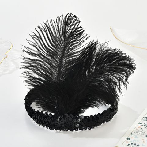 Women's Ethnic Style Round Feather Feather Inlay Artificial Gemstones Hair Band