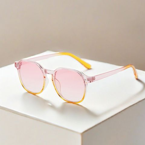 Casual Vintage Style Simple Style Color Block Ac Oval Frame Full Frame Women's Sunglasses