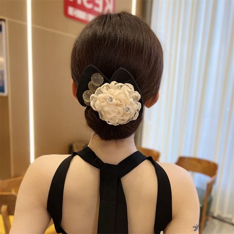 Women's Simple Style Classic Style Flower Bow Knot Cloth Inlay Rhinestones Hair Tie