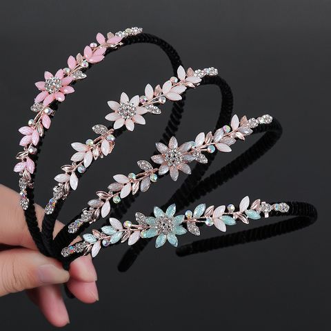 Women's Simple Style Classic Style Flower Alloy Inlay Rhinestones Hair Band
